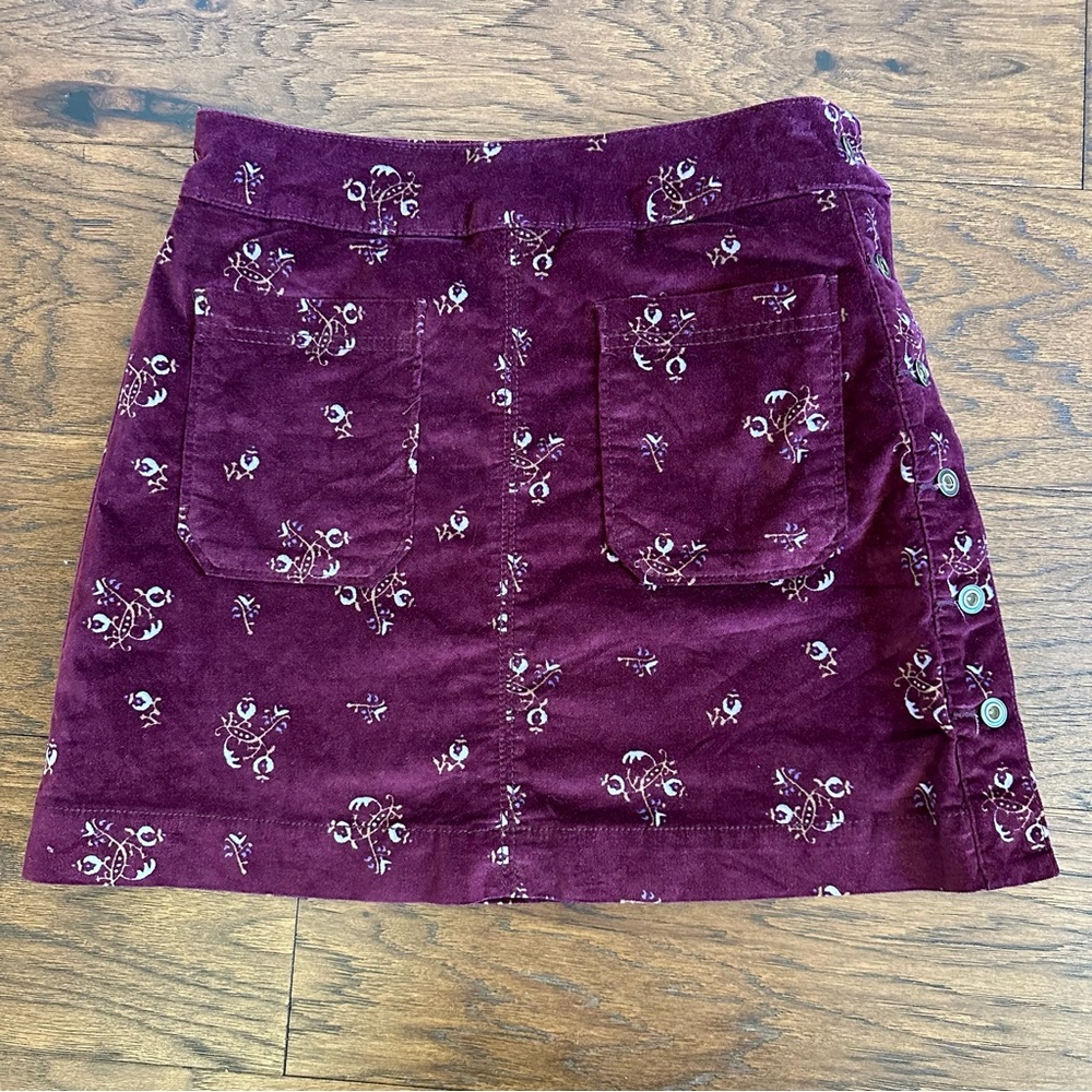 Free People Good Times Velvet Floral Mini Skirt size 2